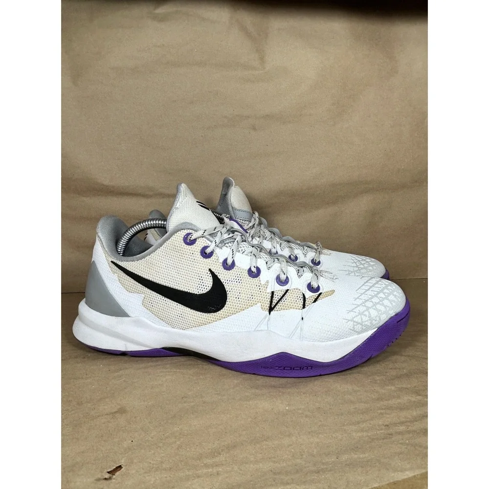 Nike Kobe Venomenon 4 Men 9.5 White Purple Black Basketball Shoes 635578-100